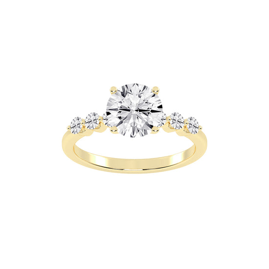 Solurille Side Stones Round Cut Lab Diamond Ring