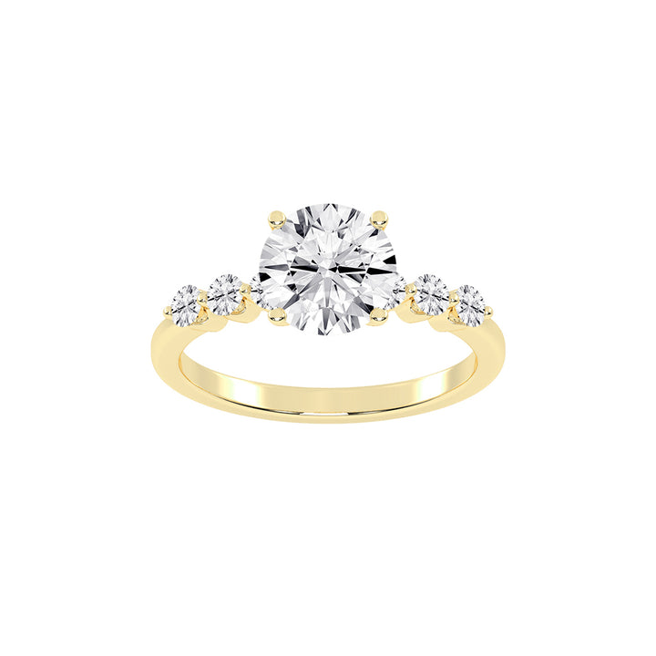 Solurille Side Stones Round Cut Lab Diamond Ring