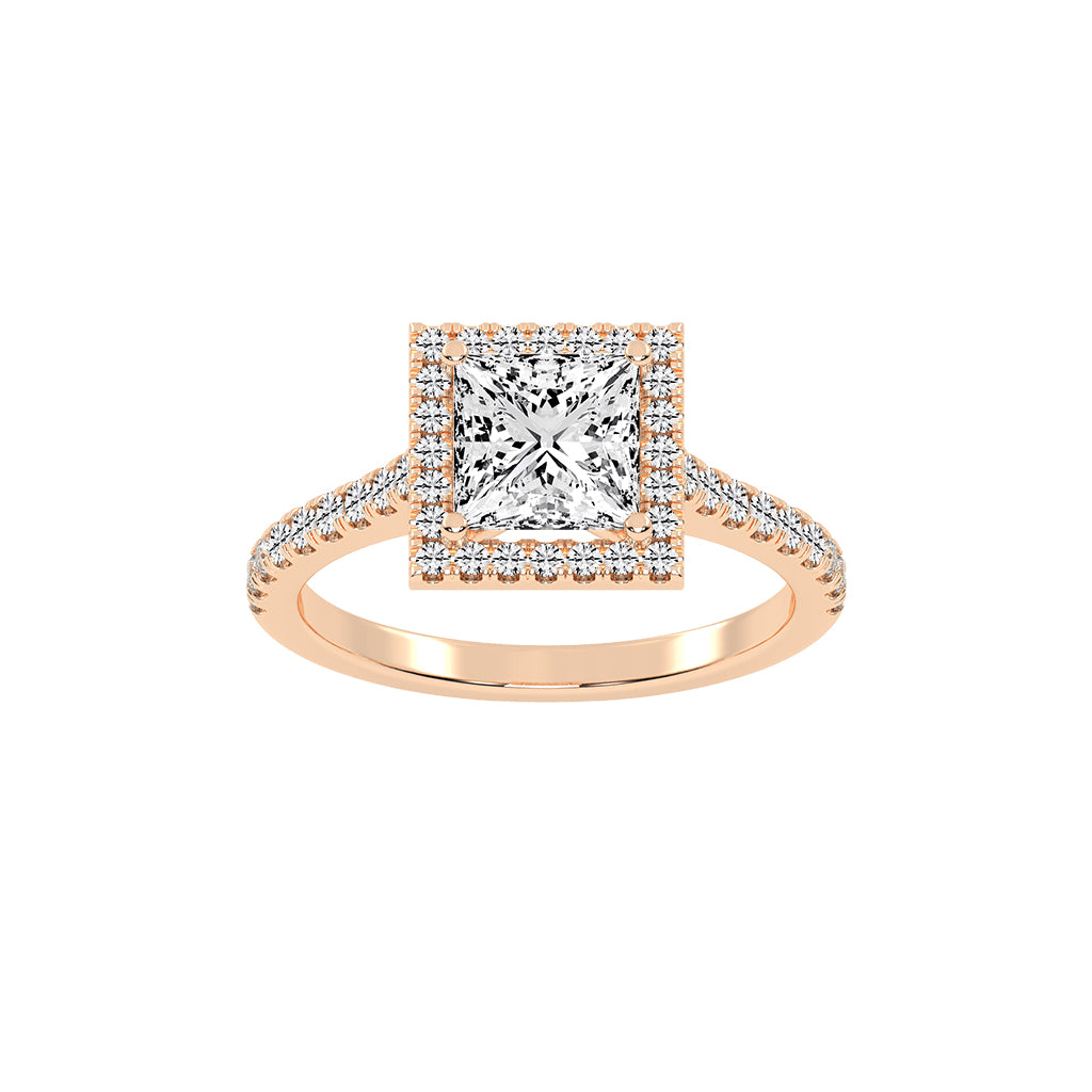 Diamaleon  Princess Cut Halo Lab Diamond Ring