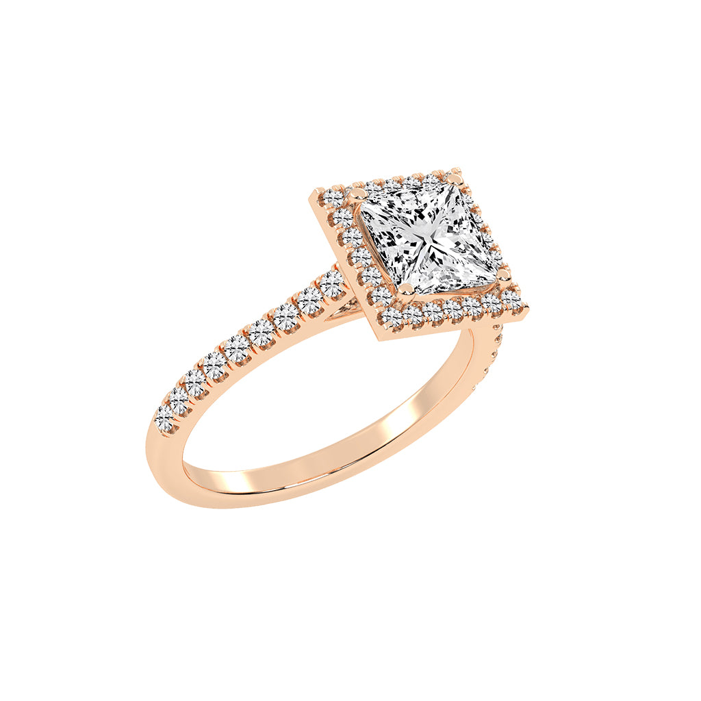Diamaleon  Princess Cut Halo Lab Diamond Ring