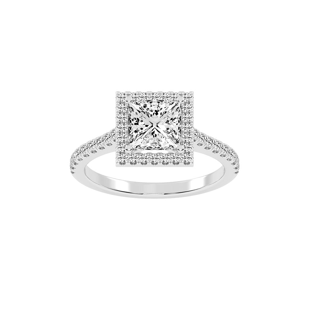 Diamaleon  Princess Cut Halo Lab Diamond Ring