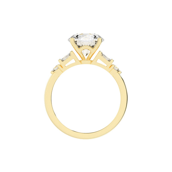 Bravalia Tapered Baguette Round Cut Side Stone Lab Diamond Ring