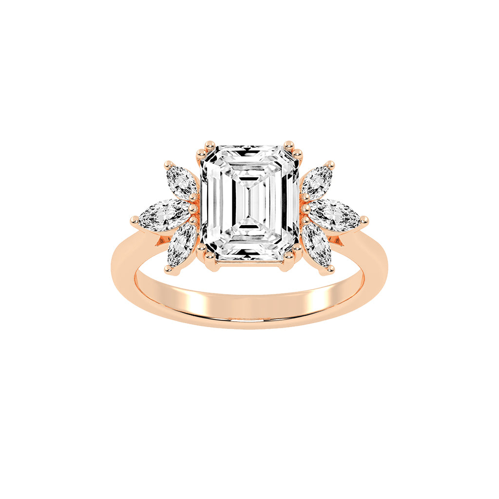 Alluvia  Double Prong Emerald Cut Classic Lab Diamond Ring