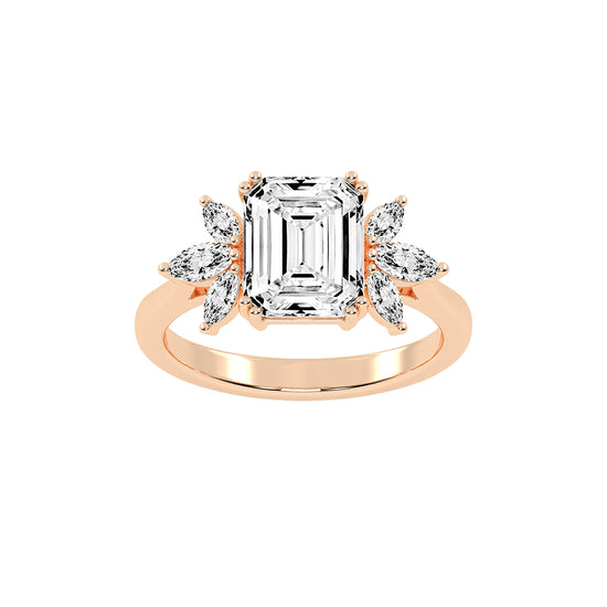 Alluvia  Double Prong Emerald Cut Classic Lab Diamond Ring