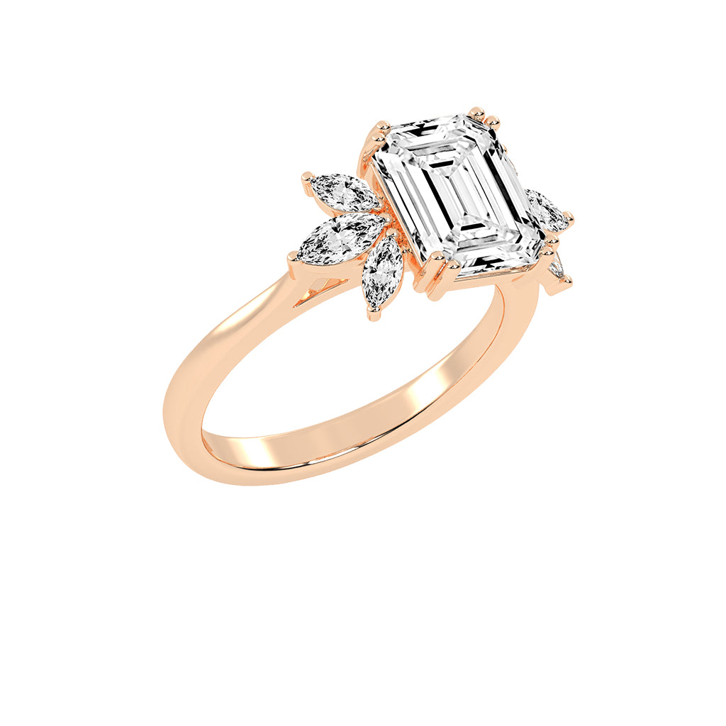 Alluvia  Double Prong Emerald Cut Classic Lab Diamond Ring