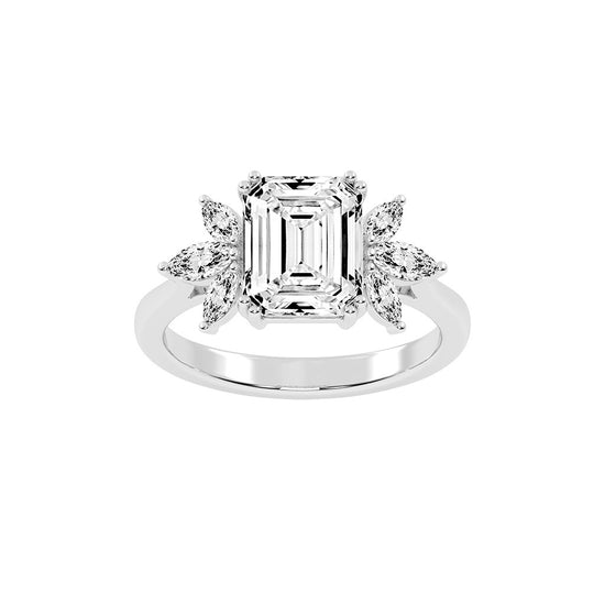 Alluvia  Double Prong Emerald Cut Classic Lab Diamond Ring