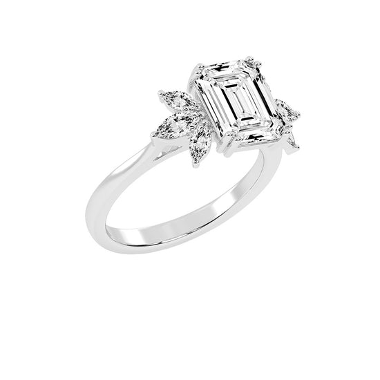 Alluvia  Double Prong Emerald Cut Classic Lab Diamond Ring