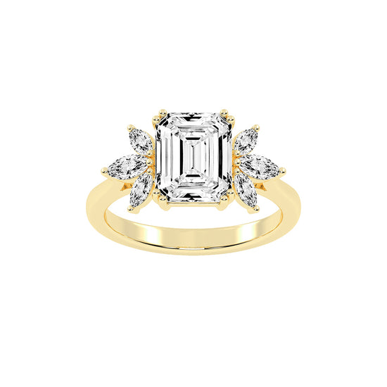 Alluvia  Double Prong Emerald Cut Classic Lab Diamond Ring