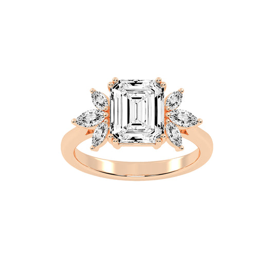Alluvia  Double Prong Emerald Cut Classic Lab Diamond Ring