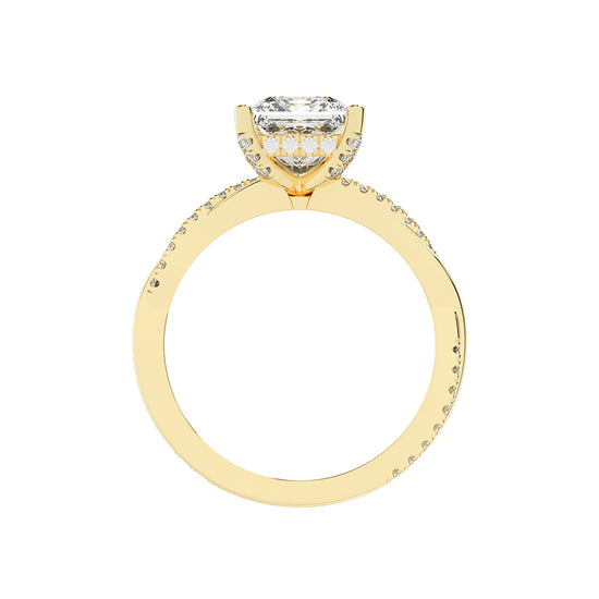 Gloriane  Twist Princess Cut Side Stone Lab Diamond Ring