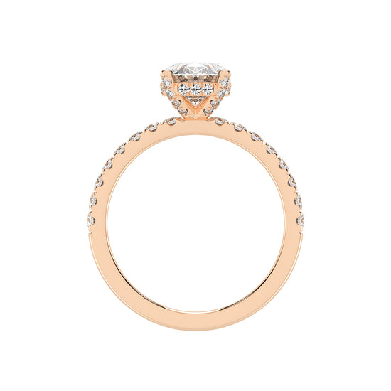 Glimare Oval Cut Side Stone Lab Diamond Ring