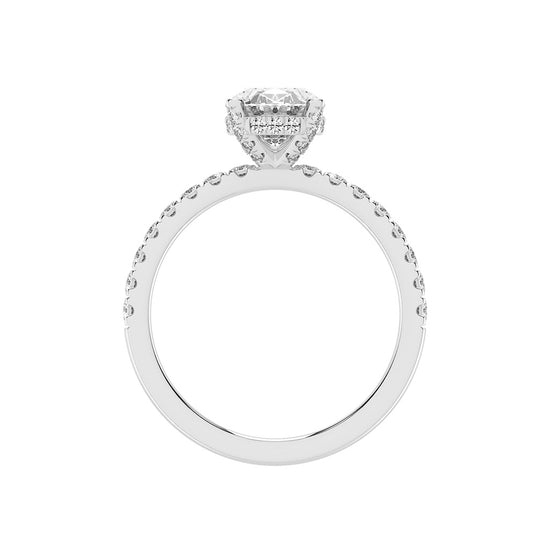 Glimare Oval Cut Side Stone Lab Diamond Ring
