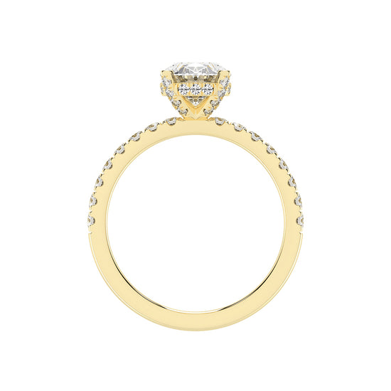 Glimare Oval Cut Side Stone Lab Diamond Ring