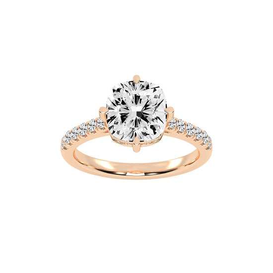 Halivora  Petite Claw Cushion Cut Halo Lab Diamond Ring