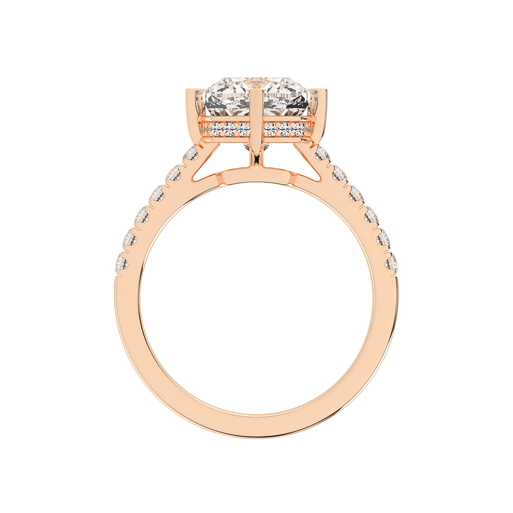 Halivora  Petite Claw Cushion Cut Halo Lab Diamond Ring