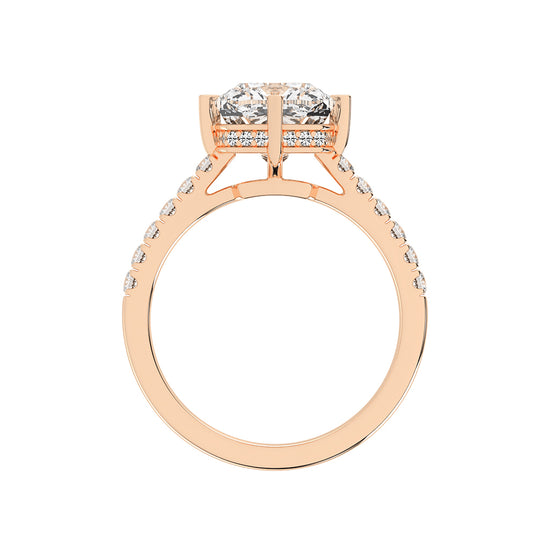 Halivora  Petite Claw Cushion Cut Halo Lab Diamond Ring