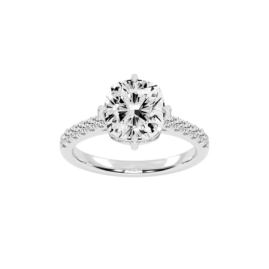 Halivora  Petite Claw Cushion Cut Halo Lab Diamond Ring