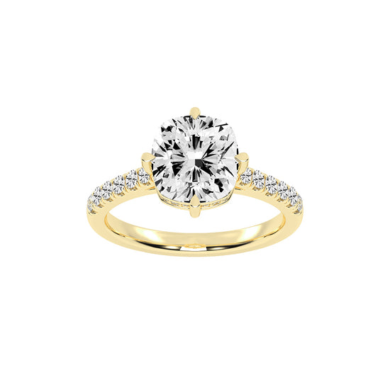Halivora  Petite Claw Cushion Cut Halo Lab Diamond Ring
