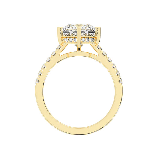 Halivora  Petite Claw Cushion Cut Halo Lab Diamond Ring