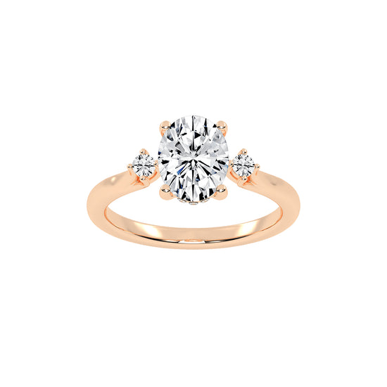 Trinara Four Prong Oval Cut Three Stone Lab Diamond Ring