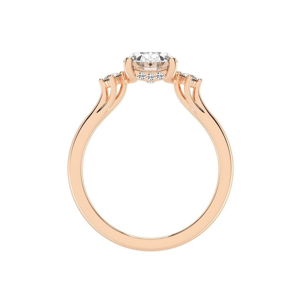 Trinara Four Prong Oval Cut Three Stone Lab Diamond Ring