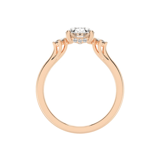 Trinara Four Prong Oval Cut Three Stone Lab Diamond Ring