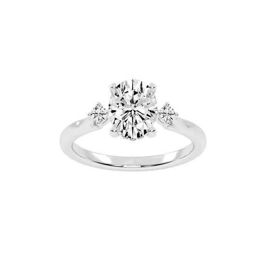 Trinara Four Prong Oval Cut Three Stone Lab Diamond Ring
