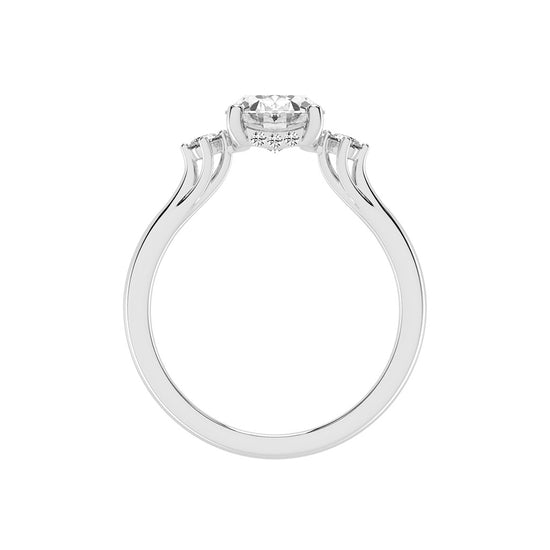 Trinara Four Prong Oval Cut Three Stone Lab Diamond Ring