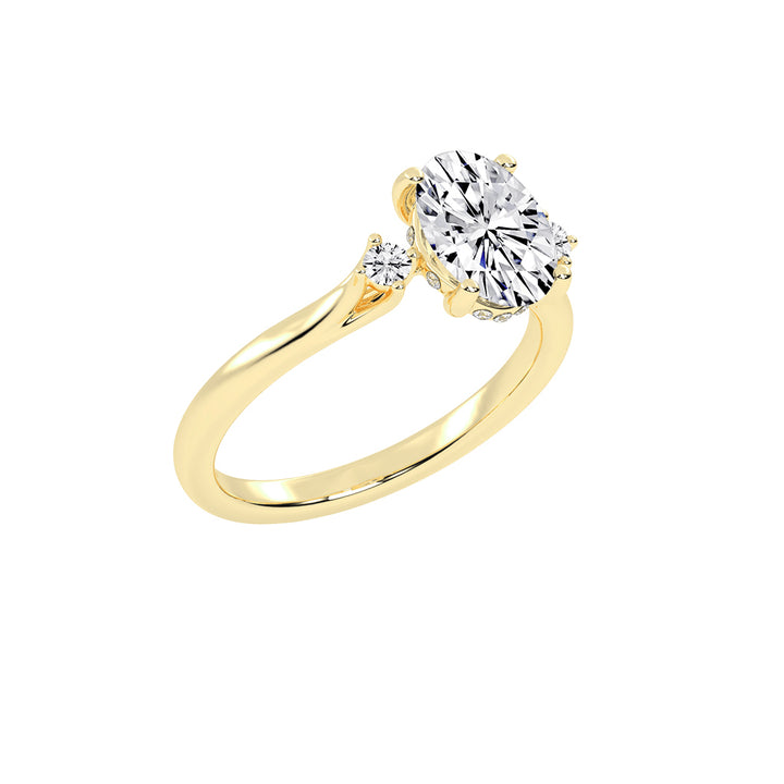 Trinara Four Prong Oval Cut Three Stone Lab Diamond Ring