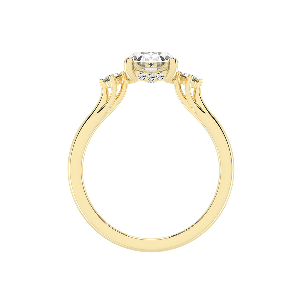 Trinara Four Prong Oval Cut Three Stone Lab Diamond Ring