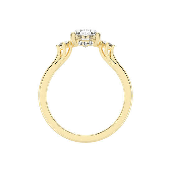 Trinara Four Prong Oval Cut Three Stone Lab Diamond Ring