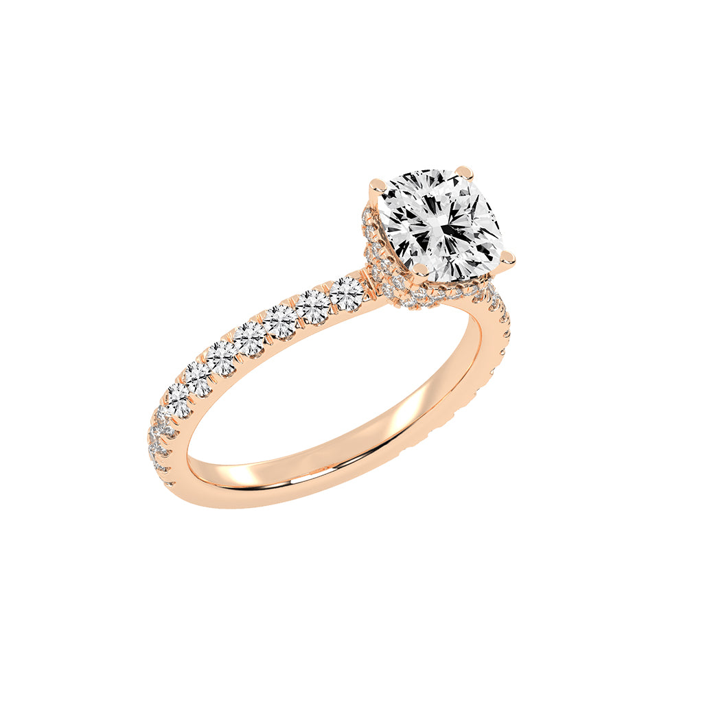 Halivara Cushion Cut Halo Lab Diamond Ring