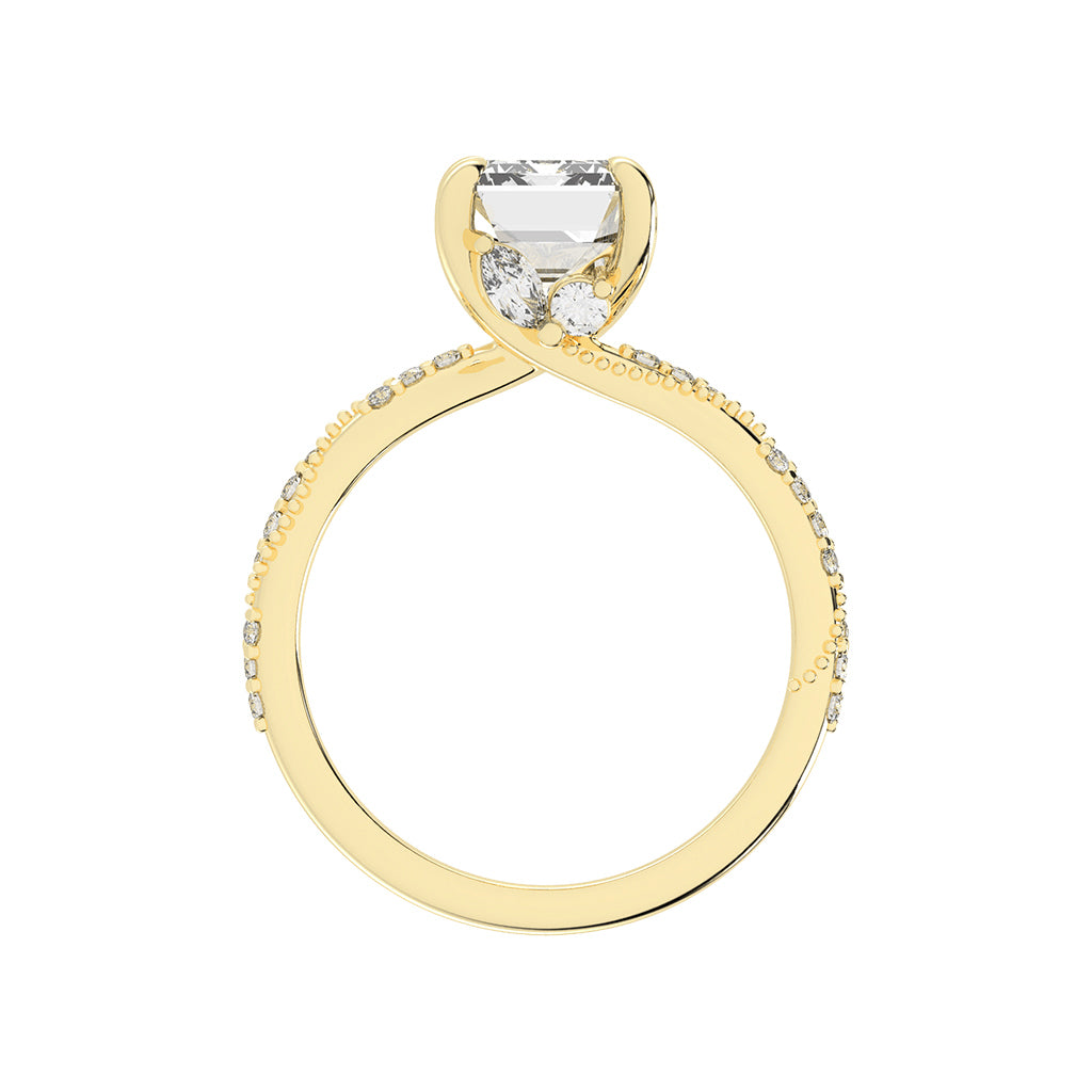 Siderelle Emerald Cut Side Stone Lab Diamond Ring