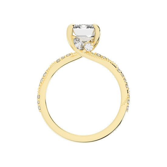 Siderelle Emerald Cut Side Stone Lab Diamond Ring