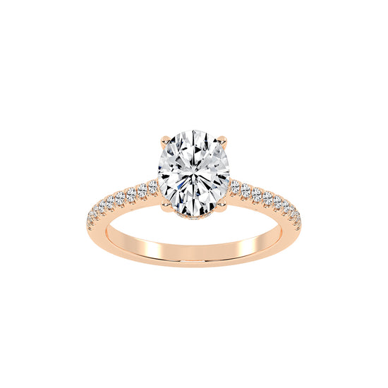 Crystovia  Shared Setting Oval Cut Side Stone Lab Diamond Ring