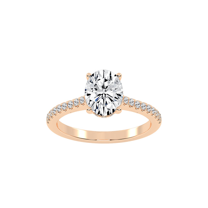 Crystovia  Shared Setting Oval Cut Side Stone Lab Diamond Ring