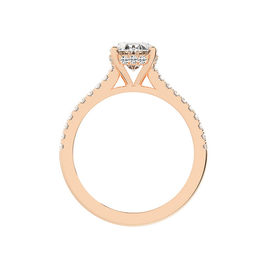 Crystovia  Shared Setting Oval Cut Side Stone Lab Diamond Ring