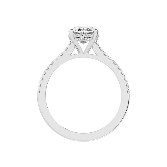 Crystovia  Shared Setting Oval Cut Side Stone Lab Diamond Ring