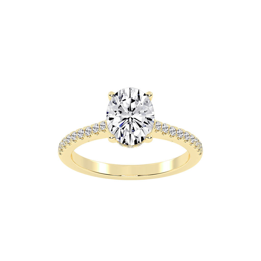 Crystovia  Shared Setting Oval Cut Side Stone Lab Diamond Ring