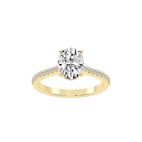 Crystovia  Shared Setting Oval Cut Side Stone Lab Diamond Ring