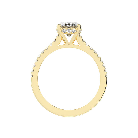 Crystovia  Shared Setting Oval Cut Side Stone Lab Diamond Ring