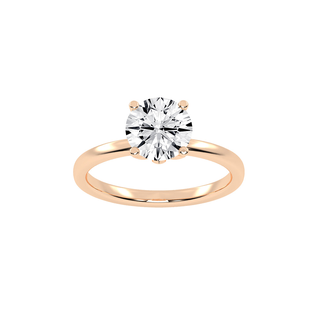 Solifra Four Prong Decorative Round Cut Lab Diamond Ring