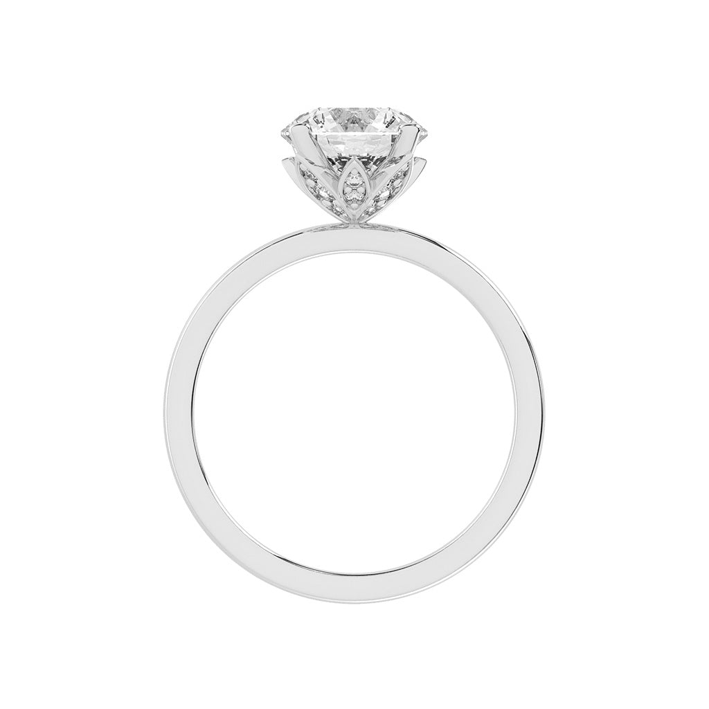 Solifra Four Prong Decorative Round Cut Lab Diamond Ring