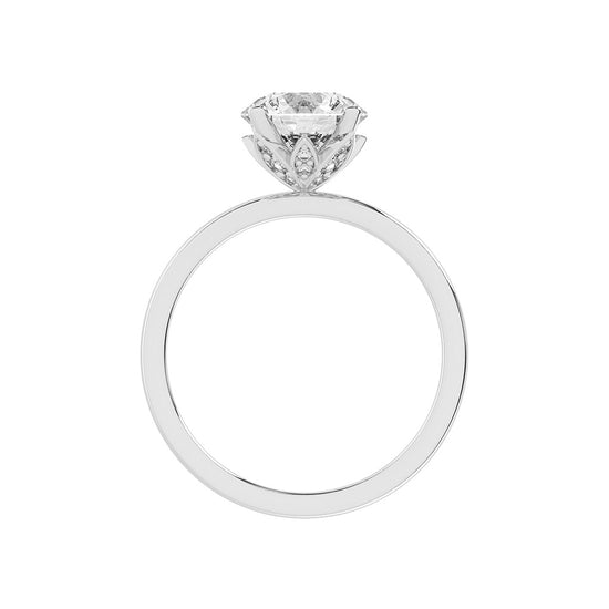 Solifra Four Prong Decorative Round Cut Lab Diamond Ring