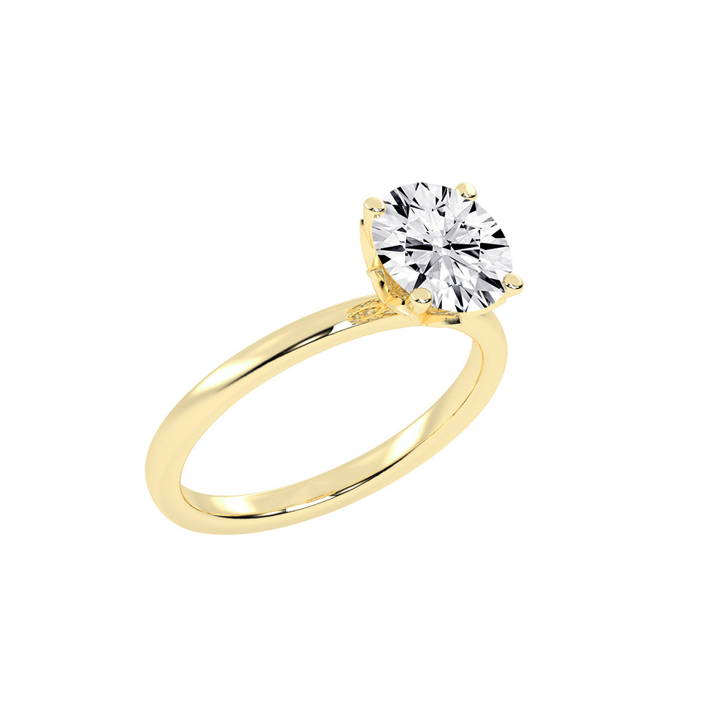 Solifra Four Prong Decorative Round Cut Lab Diamond Ring