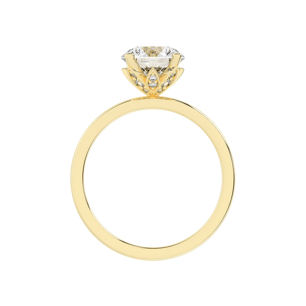 Solifra Four Prong Decorative Round Cut Lab Diamond Ring