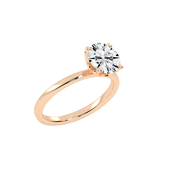 Solifra Four Prong Decorative Round Cut Lab Diamond Ring