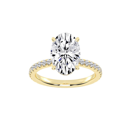 Brillastra Oval Cut Side Stone Lab Diamond Ring