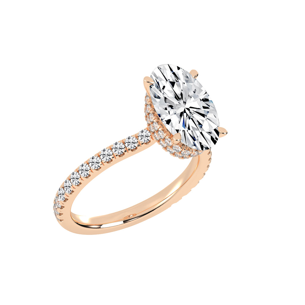 Brillastra Oval Cut Side Stone Lab Diamond Ring