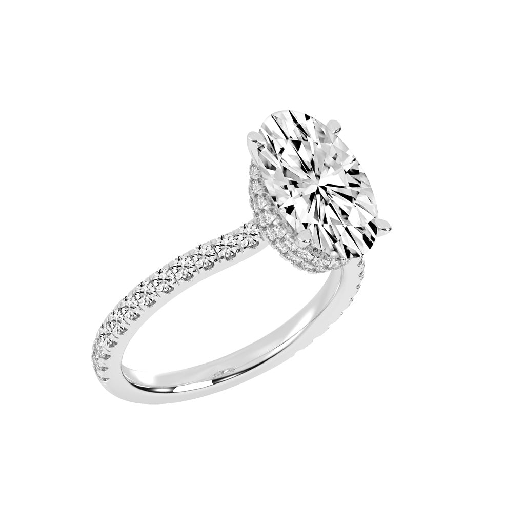 Brillastra Oval Cut Side Stone Lab Diamond Ring